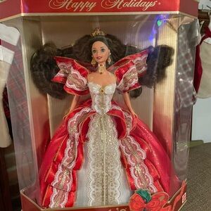 1997 10th Anniversary Barbie Holiday Doll in Red and White Ensemble